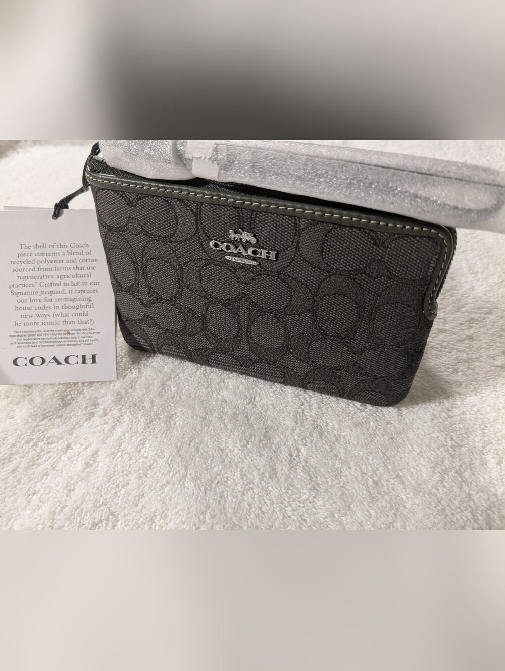 Coach NWT Signature Jacqard Corner Wristlet